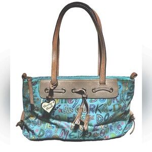 Dooney & Bourke Rainbow Doodle Tassel Tote VTG Y2K
